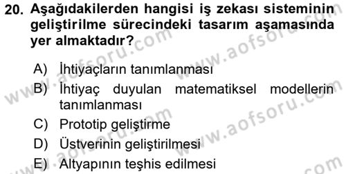 E-İş Süreçleri Dersi 2016 - 2017 Yılı 3 Ders Sınav Soruları 20. Soru