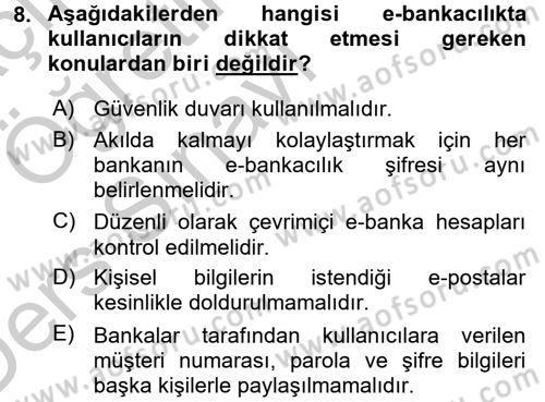 E-İş Süreçleri Dersi 2016 - 2017 Yılı 3 Ders Sınav Soruları 8. Soru