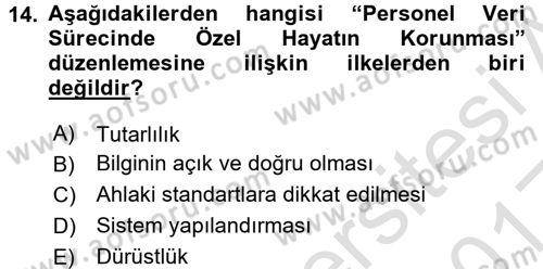E-İş Süreçleri Dersi 2016 - 2017 Yılı (Vize) Ara Sınav Soruları 14. Soru