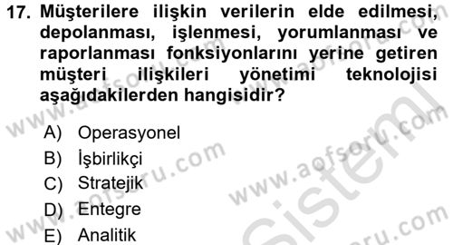 E-İş Süreçleri Dersi 2016 - 2017 Yılı (Vize) Ara Sınav Soruları 17. Soru