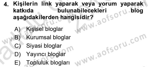 E-İş Süreçleri Dersi 2016 - 2017 Yılı (Vize) Ara Sınav Soruları 4. Soru