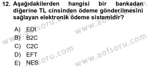 E-İş Süreçleri Dersi 2016 - 2017 Yılı (Final) Dönem Sonu Sınav Soruları 12. Soru