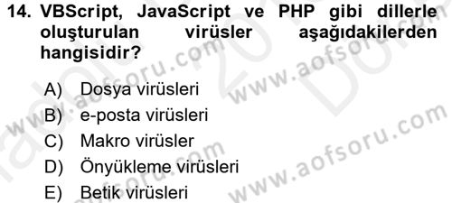 E-İş Süreçleri Dersi 2016 - 2017 Yılı (Final) Dönem Sonu Sınav Soruları 14. Soru