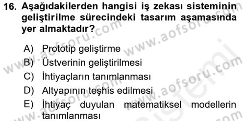 E-İş Süreçleri Dersi 2016 - 2017 Yılı (Final) Dönem Sonu Sınav Soruları 16. Soru