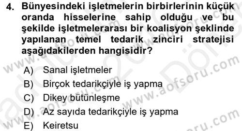 E-İş Süreçleri Dersi 2016 - 2017 Yılı (Final) Dönem Sonu Sınav Soruları 4. Soru