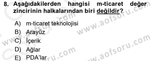 E-İş Süreçleri Dersi 2016 - 2017 Yılı (Final) Dönem Sonu Sınav Soruları 8. Soru
