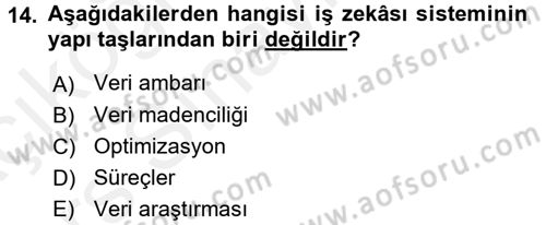 E-İş Süreçleri Dersi 2017 - 2018 Yılı 3 Ders Sınav Soruları 14. Soru