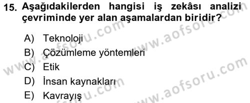 E-İş Süreçleri Dersi 2017 - 2018 Yılı 3 Ders Sınav Soruları 15. Soru
