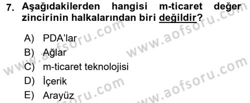 E-İş Süreçleri Dersi 2017 - 2018 Yılı 3 Ders Sınav Soruları 7. Soru