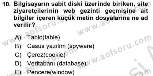 E-İş Süreçleri Dersi 2017 - 2018 Yılı (Vize) Ara Sınav Soruları 10. Soru