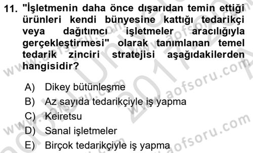 E-İş Süreçleri Dersi 2017 - 2018 Yılı (Vize) Ara Sınav Soruları 11. Soru