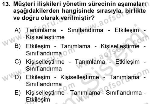 E-İş Süreçleri Dersi 2017 - 2018 Yılı (Vize) Ara Sınav Soruları 13. Soru