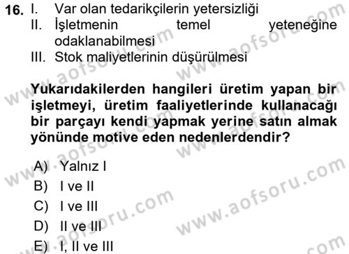 E-İş Süreçleri Dersi 2017 - 2018 Yılı (Vize) Ara Sınav Soruları 16. Soru