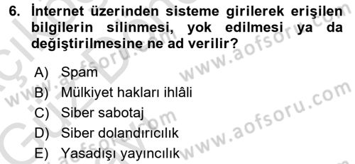 E-İş Süreçleri Dersi 2017 - 2018 Yılı (Vize) Ara Sınav Soruları 6. Soru