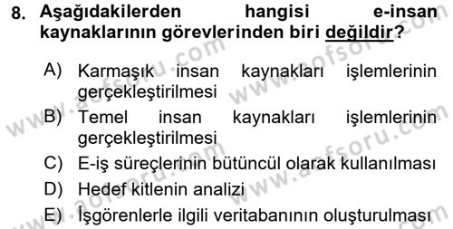 E-İş Süreçleri Dersi 2017 - 2018 Yılı (Vize) Ara Sınav Soruları 8. Soru