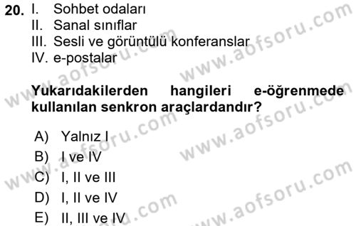 E-İş Süreçleri Dersi 2017 - 2018 Yılı (Final) Dönem Sonu Sınav Soruları 20. Soru