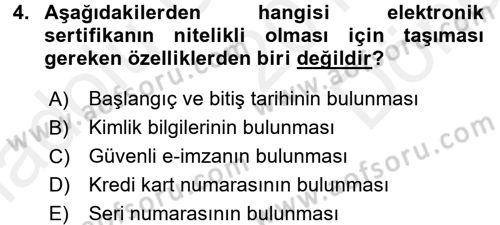 E-İş Süreçleri Dersi 2017 - 2018 Yılı (Final) Dönem Sonu Sınav Soruları 4. Soru