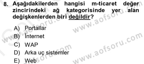 E-İş Süreçleri Dersi 2017 - 2018 Yılı (Final) Dönem Sonu Sınav Soruları 8. Soru