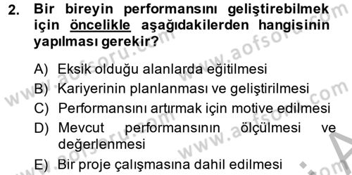 Performans Yönetimi Dersi 2013 - 2014 Yılı (Vize) Ara Sınavı 2. Soru