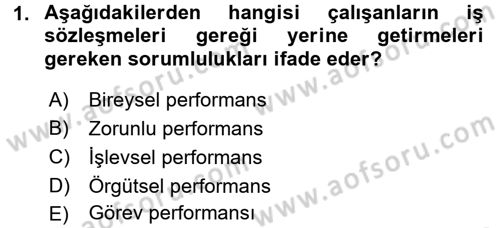 Performans Yönetimi Dersi 2015 - 2016 Yılı (Vize) Ara Sınavı 1. Soru