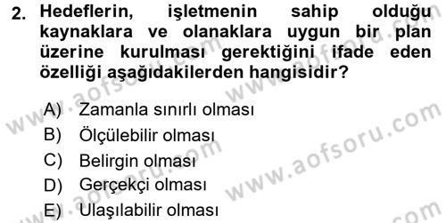 Performans Yönetimi Dersi 2015 - 2016 Yılı Tek Ders Sınav Soruları 2. Soru