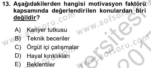 Performans Yönetimi Dersi 2016 - 2017 Yılı 3 Ders Sınav Soruları 13. Soru