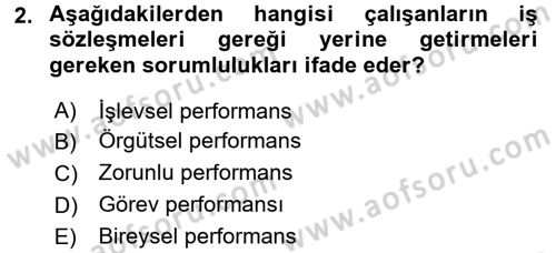 Performans Yönetimi Dersi 2016 - 2017 Yılı 3 Ders Sınav Soruları 2. Soru