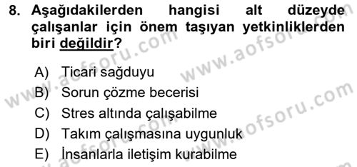 Performans Yönetimi Dersi 2023 - 2024 Yılı (Final) Dönem Sonu Sınav Soruları 8. Soru