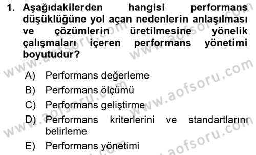 Performans Yönetimi Dersi 2024 - 2025 Yılı (Vize) Ara Sınav Soruları 1. Soru