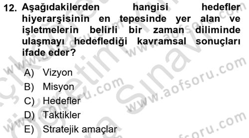 Performans Yönetimi Dersi 2024 - 2025 Yılı (Vize) Ara Sınav Soruları 12. Soru