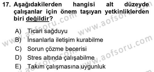 Performans Yönetimi Dersi 2024 - 2025 Yılı (Vize) Ara Sınav Soruları 17. Soru