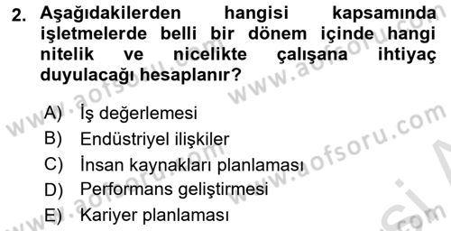 Performans Yönetimi Dersi 2024 - 2025 Yılı (Vize) Ara Sınav Soruları 2. Soru