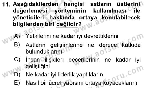 Performans Yönetimi Dersi 2024 - 2025 Yılı (Final) Dönem Sonu Sınav Soruları 11. Soru