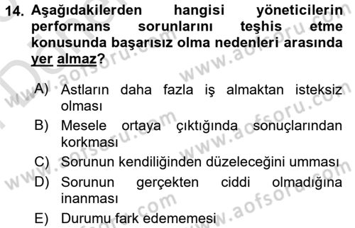 Performans Yönetimi Dersi 2024 - 2025 Yılı (Final) Dönem Sonu Sınav Soruları 14. Soru