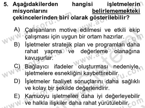Performans Yönetimi Dersi 2024 - 2025 Yılı (Final) Dönem Sonu Sınav Soruları 5. Soru