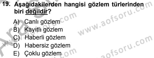 İşletmelerde Eğitim ve Geliştirme Dersi Ara Sınavı Deneme Sınav Soruları 19. Soru