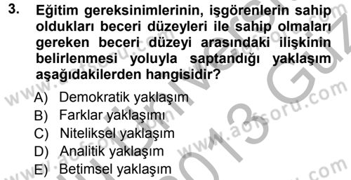 İşletmelerde Eğitim ve Geliştirme Dersi 2012 - 2013 Yılı (Vize) Ara Sınav Soruları 3. Soru