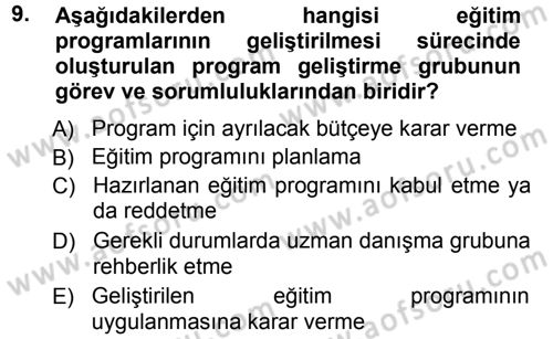 İşletmelerde Eğitim ve Geliştirme Dersi 2012 - 2013 Yılı (Vize) Ara Sınav Soruları 9. Soru