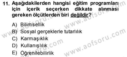 İşletmelerde Eğitim ve Geliştirme Dersi 2013 - 2014 Yılı (Vize) Ara Sınav Soruları 11. Soru