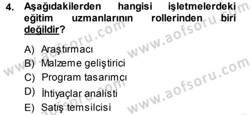İşletmelerde Eğitim ve Geliştirme Dersi 2013 - 2014 Yılı (Vize) Ara Sınav Soruları 4. Soru