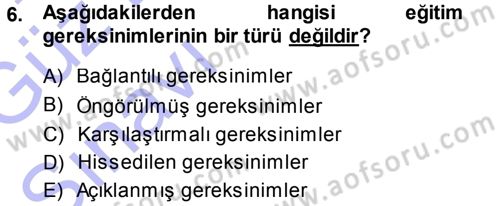İşletmelerde Eğitim ve Geliştirme Dersi Ara Sınavı Deneme Sınav Soruları 6. Soru