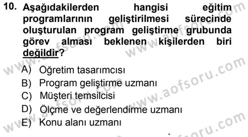 İşletmelerde Eğitim ve Geliştirme Dersi 2013 - 2014 Yılı Tek Ders Sınav Soruları 10. Soru
