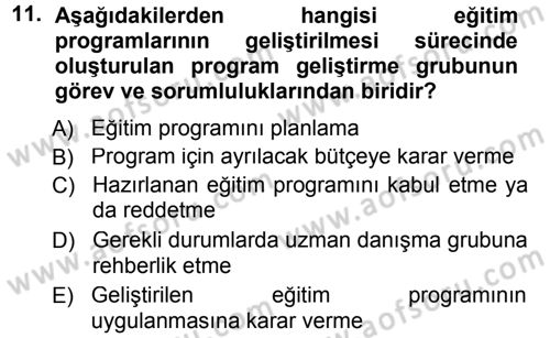 İşletmelerde Eğitim ve Geliştirme Dersi 2013 - 2014 Yılı Tek Ders Sınav Soruları 11. Soru