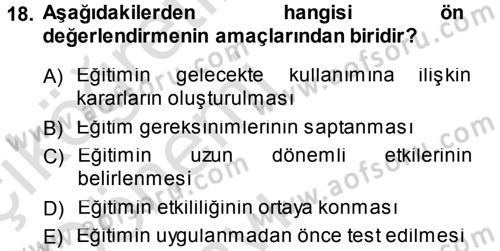 İşletmelerde Eğitim ve Geliştirme Dersi 2013 - 2014 Yılı Tek Ders Sınav Soruları 18. Soru