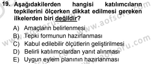 İşletmelerde Eğitim ve Geliştirme Dersi 2013 - 2014 Yılı Tek Ders Sınav Soruları 19. Soru