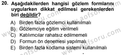 İşletmelerde Eğitim ve Geliştirme Dersi 2013 - 2014 Yılı Tek Ders Sınav Soruları 20. Soru