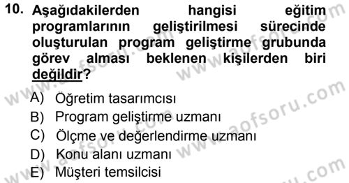 İşletmelerde Eğitim ve Geliştirme Dersi 2014 - 2015 Yılı (Vize) Ara Sınavı 10. Soru