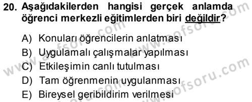 İşletmelerde Eğitim ve Geliştirme Dersi Ara Sınavı Deneme Sınav Soruları 20. Soru