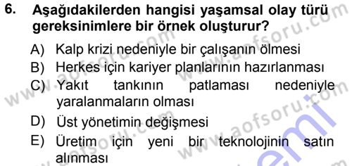İşletmelerde Eğitim ve Geliştirme Dersi Ara Sınavı Deneme Sınav Soruları 6. Soru