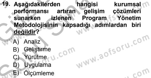 İşletmelerde Eğitim ve Geliştirme Dersi 2014 - 2015 Yılı (Final) Dönem Sonu Sınavı 19. Soru